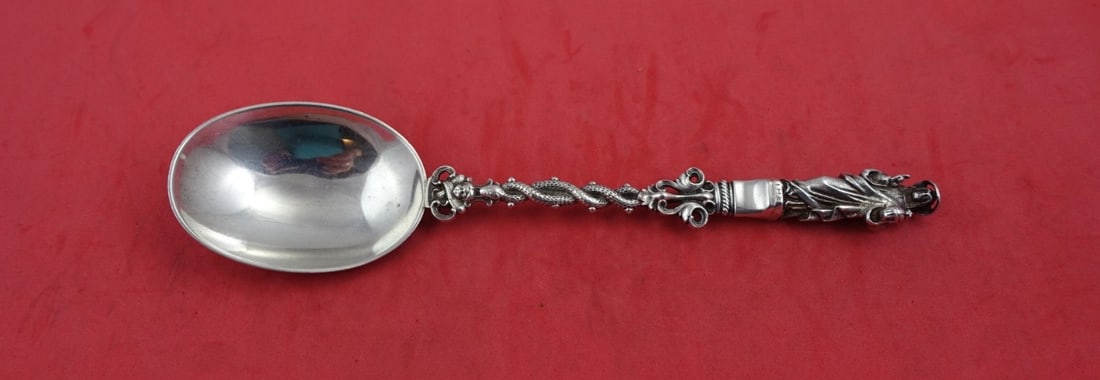 Gorham Apostles Sterling Silver Serving Spoon 1887 Christ IHS 7.5": Gorham Apostles Sterling Silver Serving Spoon 1887 Christ IHS 7.5" This exquisite serving spoon is part of the 'Apostles' pattern by Gorham, crafted in sterling silver and dated 1887. Measuring 7 1/2