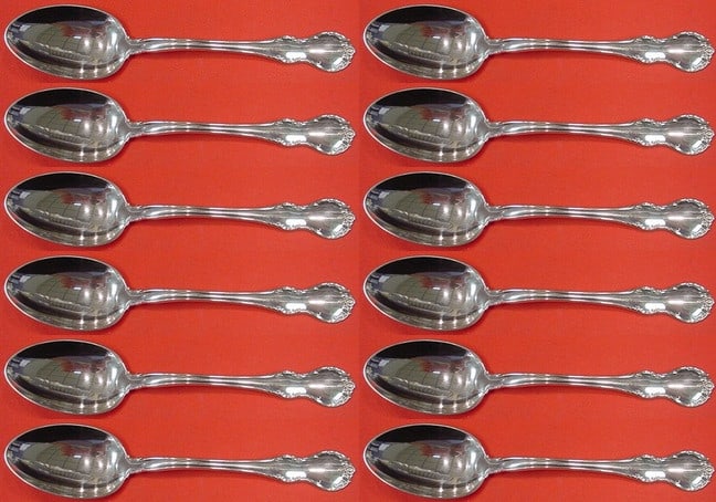Towle French Provincial Sterling Silver Iced Tea Spoon Set 12pc 8in: Towle French Provincial Sterling Silver Iced Tea Spoon Set 12pc 8in This exquisite 12-piece iced tea spoon set showcases the elegant French Provincial pattern by Towle. Crafted from high-quality sterl