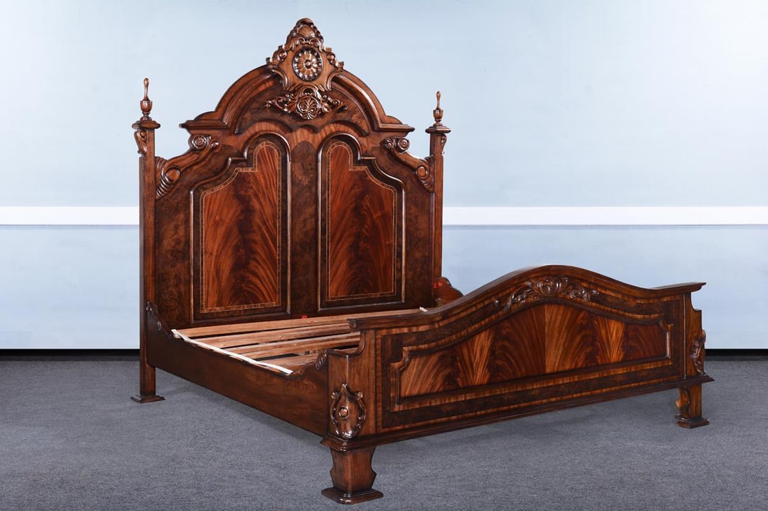 Victorian Style Queen Bed in Traditional Mahogany (1 of 6)