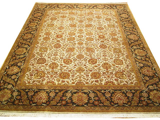 Hand-Knotted 9' x 11.6' Beige Mohair Area Rug from Iran (1 of 6)