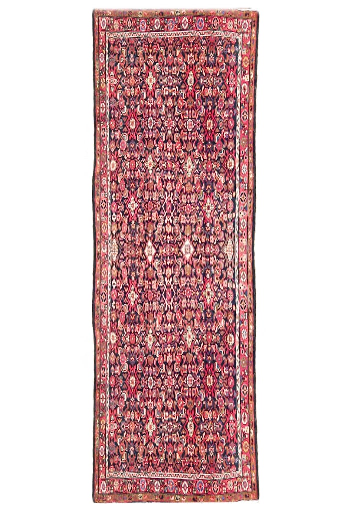 5'2" x 9'10" Dark Salmon Semi-Antique Persian Herati Runner Rug: 5'2" x 9'10" Dark Salmon Semi-Antique Persian Herati Runner Rug Free continental US Shipping Introducing the exquisite 5' 2" x 9' 10" Dark Salmon Semi-Antique Persian Herati Runner, a timeless piece t