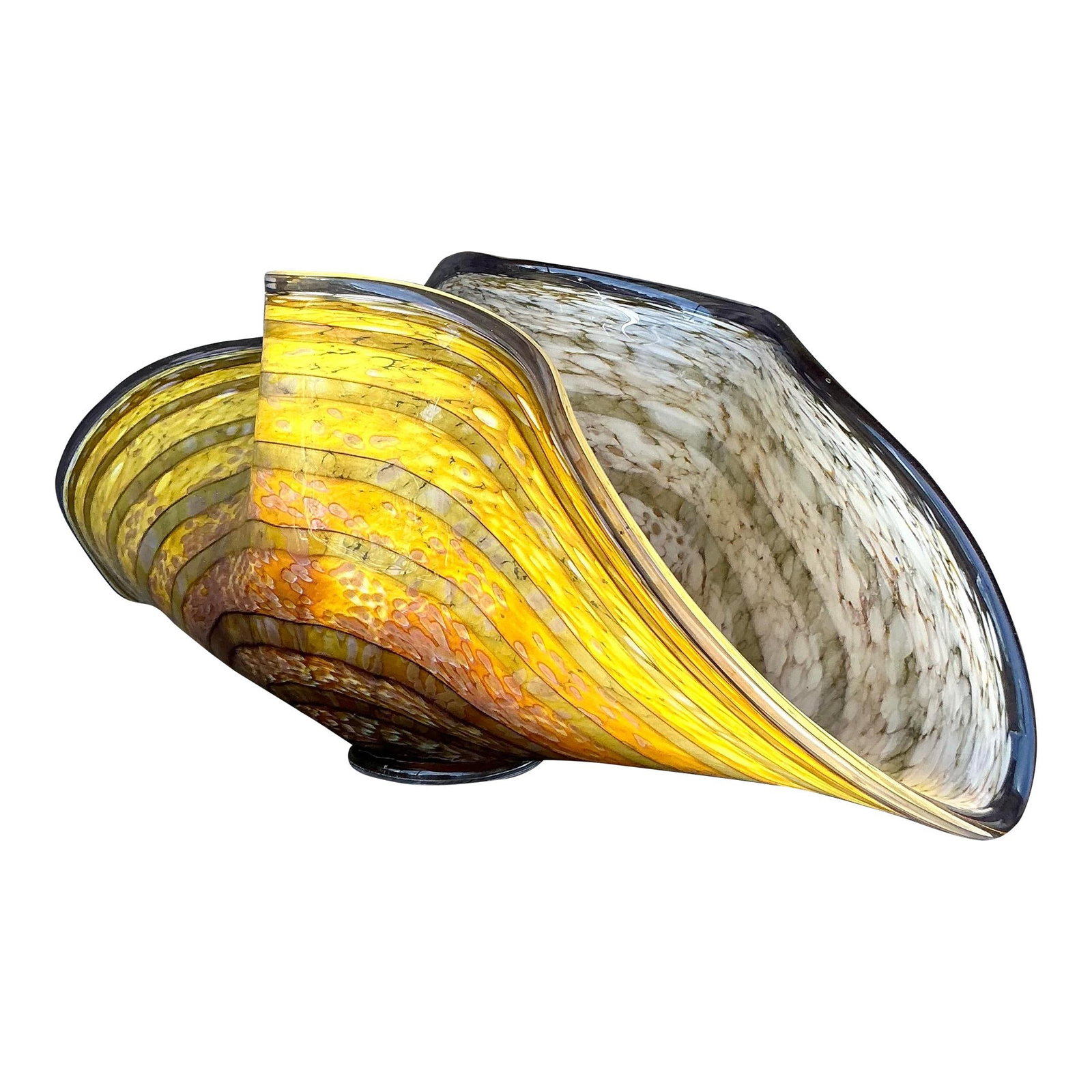 Vintage Boho Art Glass Wave Bowl Gold 29 x 12 x 6: Vintage Boho Art Glass Wave Bowl Gold 29 x 12 x 6 Enhance your decor with this Vintage Boho Art Glass Wave Bowl, a perfect blend of artistic flair and bohemian elegance. Featuring a fluid, wave-like d
