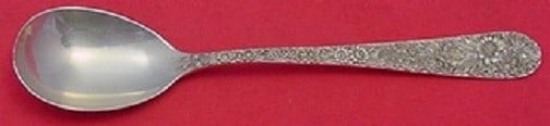 Kirk Repousse Sterling Silver Egg Spoon 5 7/8 Inch Flatware: Kirk Repousse Sterling Silver Egg Spoon 5 7/8 Inch Flatware This exquisite egg spoon is crafted from sterling silver and features the elegant Repousse pattern by Kirk. Measuring 5 7/8 inches in length