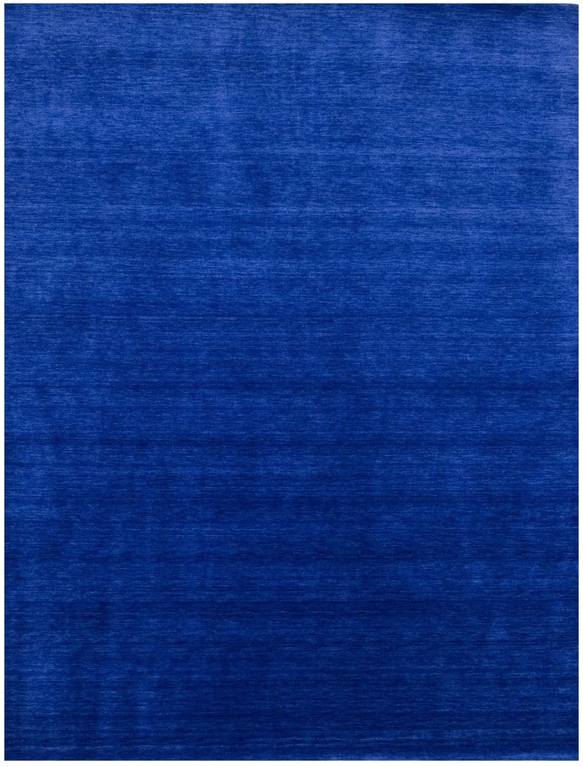 Solid Royal Blue Hand-Loomed Wool 9x12 Modern Indo-Gabbeh Rug: Solid Royal Blue Hand-Loomed Wool 9x12 Modern Indo-Gabbeh Rug Elevate your home decor with this stunning Solid Royal Blue Modern Design Indo-Gabbeh Oriental Rug. Measuring 9'0" x 11'10", this hand-loo