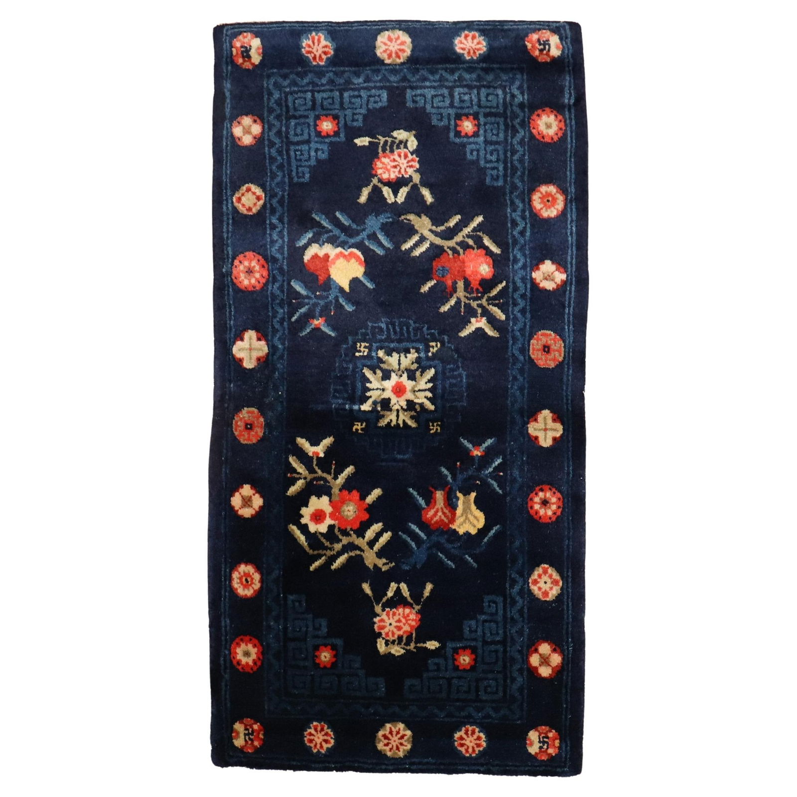 Early 20th Century Mongolian Hand-Woven Folk Art Rug 24 x 43: Early 20th Century Mongolian Hand-Woven Folk Art Rug 24 x 43 Discover this exquisite early 20th century Chinese scatter size rug, showcasing traditional folk art style. Hand-woven from soft wool, this