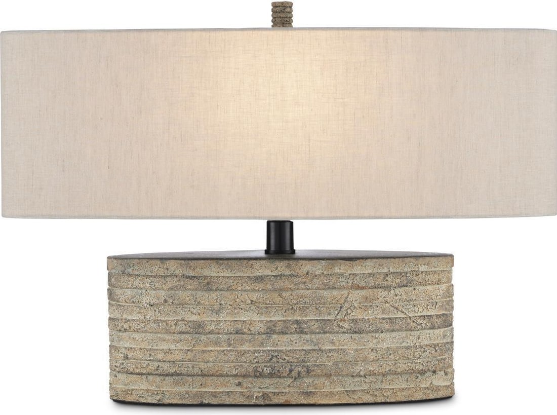 Currey Innkeeper Oval Table Lamp Rustic Vanilla Linen Shade: Currey Innkeeper Oval Table Lamp Rustic Vanilla Linen Shade The Innkeeper's Timeless Oval Table Lamp is a stylish addition to your home lighting. Standing at 18.50 inches tall with a width of 26.00 in