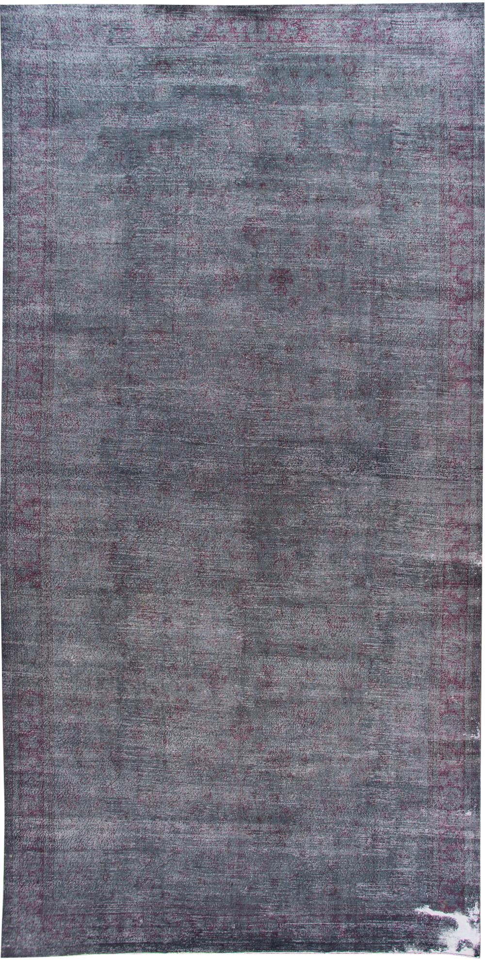 Vintage Handmade Overdyed Persian Wool Rug 12' x 25'11'' Gray: Vintage Handmade Overdyed Persian Wool Rug 12' x 25'11'' Gray This stunning Vintage Handmade Overdyed Persian Long Wool Rug features a captivating gray field adorned with ruby-red accents in an intric