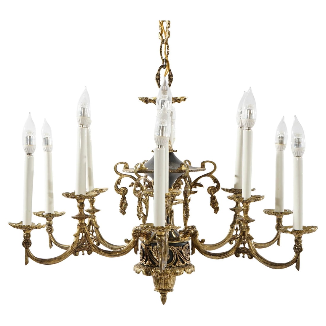 Antique French Empire Ebonized Bronze Chandelier 12 Lights Early 20th Century (1 of 18)