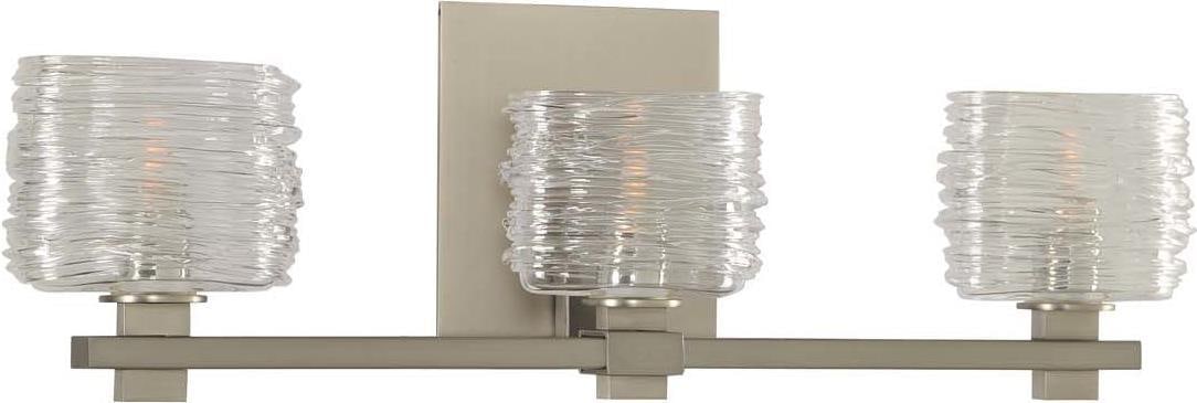 Kalco Clearwater 3-Light Modern Bathroom Lighting Satin Nickel Spun Glass: Kalco Clearwater 3-Light Modern Bathroom Lighting Satin Nickel Spun Glass Illuminate your bathroom with this elegant Modern Bathroom Lighting fixture from the Clearwater collection. This stylish piece