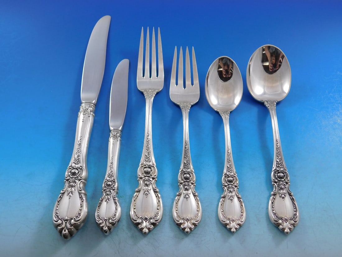 Towle Charlemagne Sterling Silver Flatware Set 76 Pieces for 12 with Storage Chest: Towle Charlemagne Sterling Silver Flatware Set 76 Pieces for 12 with Storage Chest Elevate your dining experience with the exquisite Charlemagne flatware set by Towle. This stunning collection include