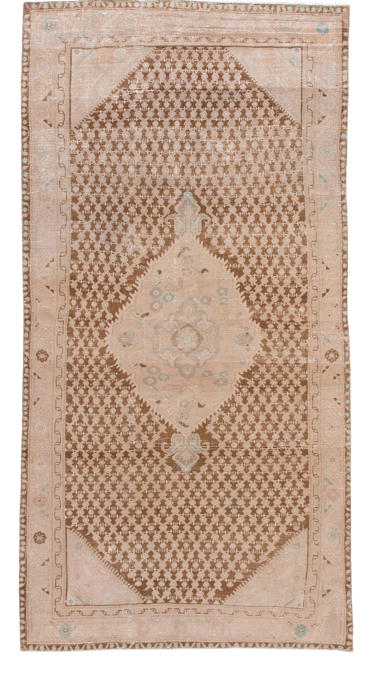 Antique Malayer Handmade Wool Runner 5' x 10' Geometric Design: Antique Malayer Handmade Wool Runner 5' x 10' Geometric Design Discover the elegance of this antique Malayer handmade wool runner, showcasing a stunning distressed design with a rich brownfield. Adorn