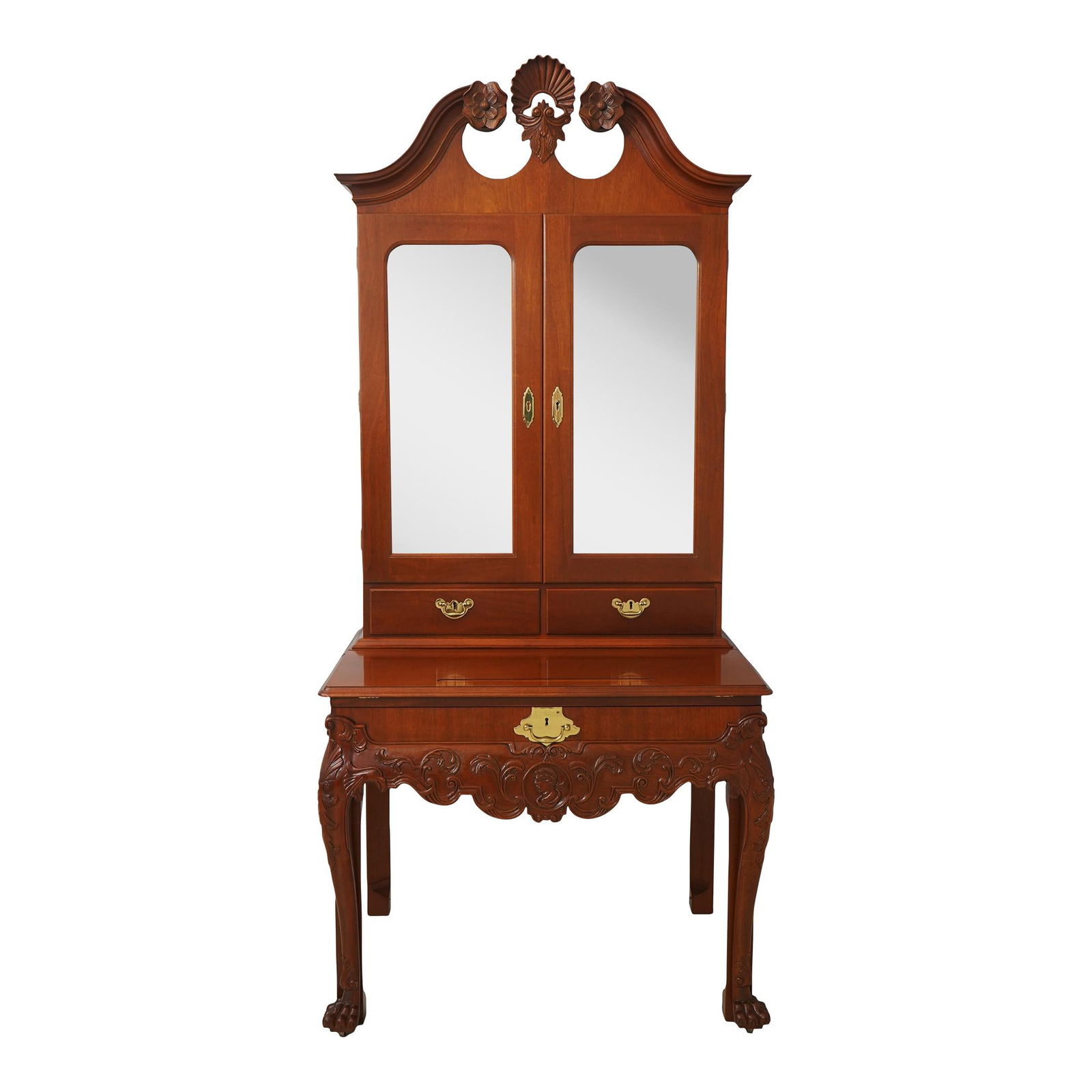 Kindel Irish Georgian 84-844 Mahogany Library Cabinet with Beveled Glass Doors: Kindel Irish Georgian 84-844 Mahogany Library Cabinet with Beveled Glass Doors This exquisite Kindel Irish Georgian Library Cabinet features a timeless design with fine carved details and high-quality