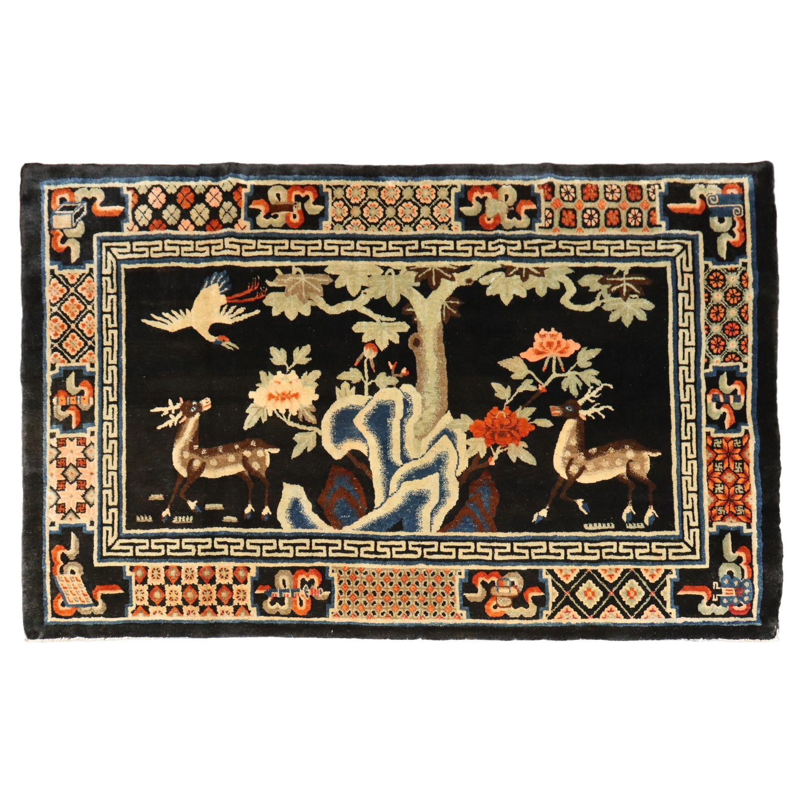 Zabihi Collection Hand-Woven Chinese Batou Folk Art Rug 52 x 81 (1 of 10)