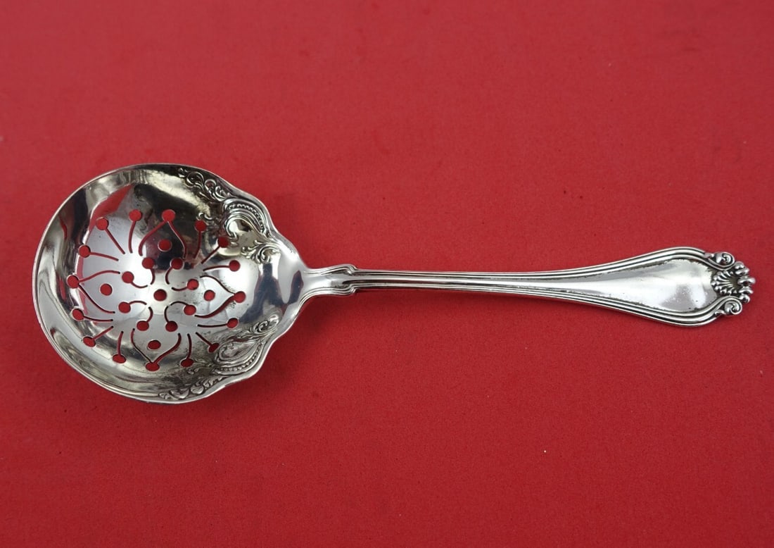 Dominick & Haff Century Sterling Silver Sugar Sifter 6 1/4": Dominick & Haff Century Sterling Silver Sugar Sifter 6 1/4" Presenting a stunning sterling silver sugar sifter from the distinguished Century pattern by Dominick & Haff. This exquisite serving piece m