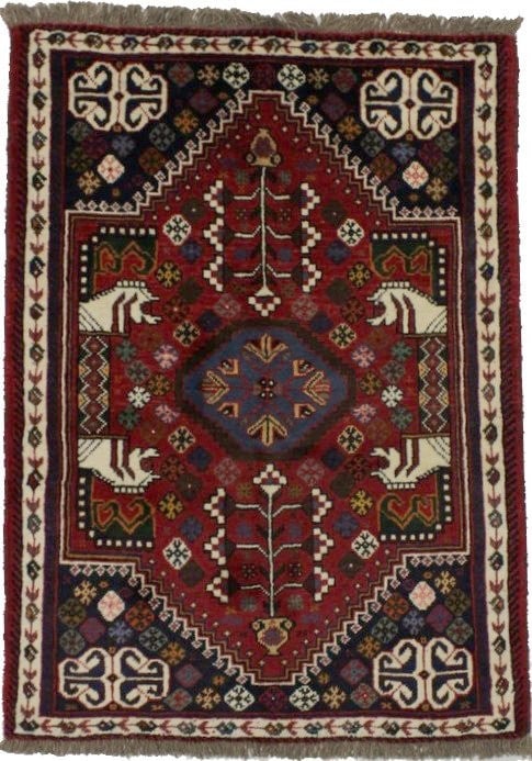 Hand-Knotted Equestrian Design Wool Area Rug 3X5 ft Geometric Pattern: Hand-Knotted Equestrian Design Wool Area Rug 3X5 ft Geometric Pattern Enhance your space with this exquisite hand-knotted oriental rug featuring a vibrant equestrian design. This 3'5" x 4'10" area rug
