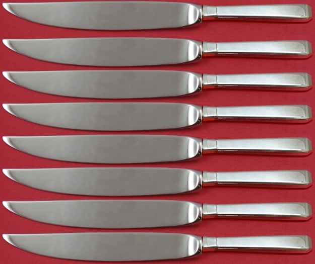 Towle Craftsman Sterling Silver 8pc Steak Knife Set Not Serrated: Towle Craftsman Sterling Silver 8pc Steak Knife Set Not Serrated Enhance your dining experience with this elegant 8-piece set of steak knives from the Craftsman pattern by Towle. Each knife features a