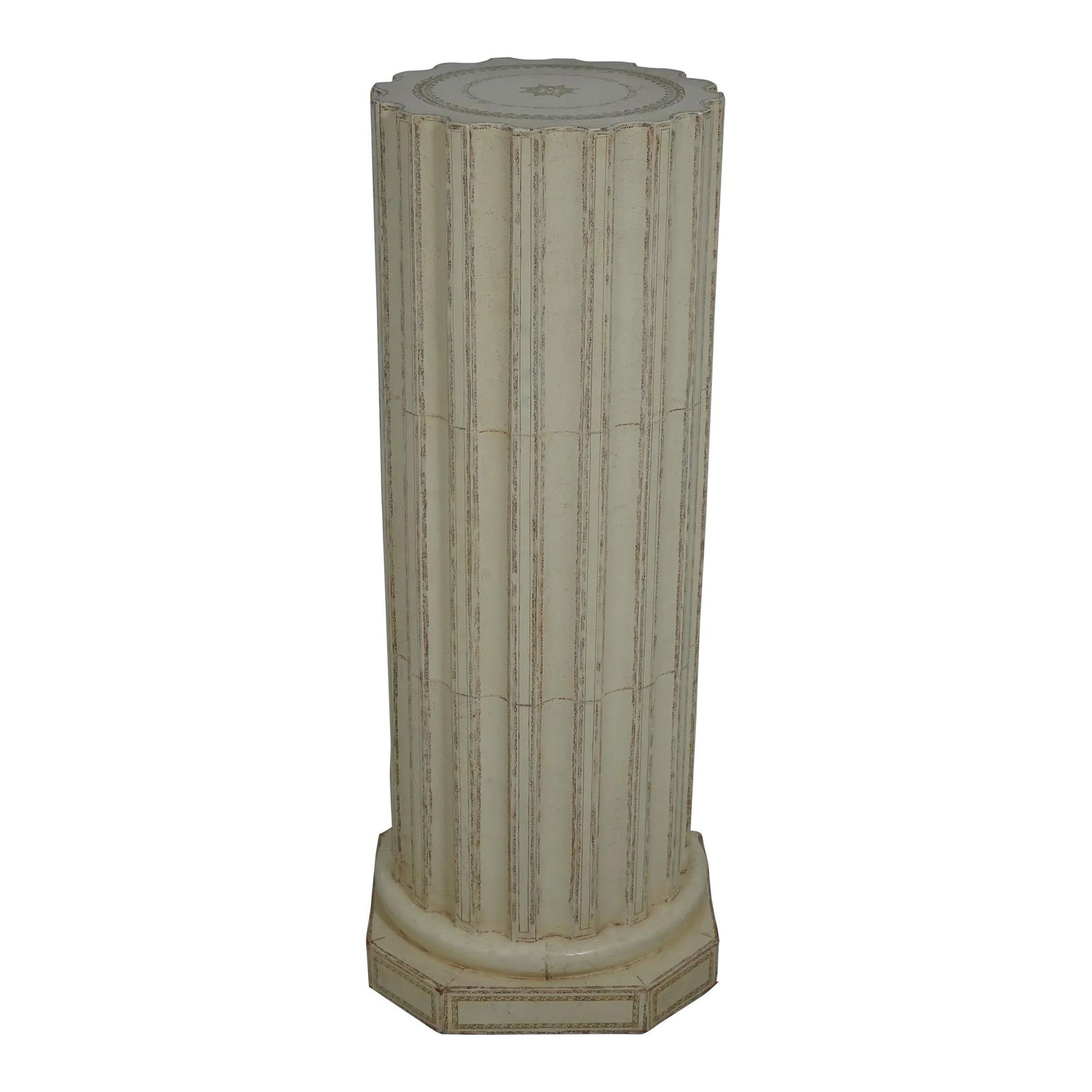 Maitland Smith Leather Wrapped Column Pedestal White 40.5" Tall: Maitland Smith Leather Wrapped Column Pedestal White 40.5" Tall This Maitland Smith Leather Wrapped Column Pedestal is a stunning piece that showcases exceptional craftsmanship with its quality tooled
