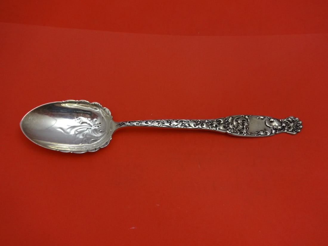 Whiting Heraldic Sterling Silver Stuffing Spoon 12 Inch Ruffles Design: Whiting Heraldic Sterling Silver Stuffing Spoon 12 Inch Ruffles Design This exquisite Sterling Silver Stuffing Spoon from Whiting features the elegant Heraldic pattern, showcasing intricate ruffles an