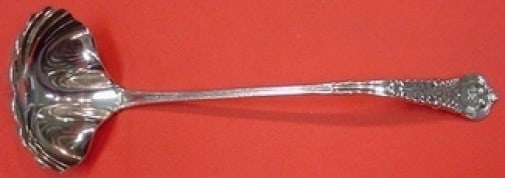 Tiffany & Co. Florentine Sterling Silver Sauce Ladle Shell Bowl 6.75": Tiffany & Co. Florentine Sterling Silver Sauce Ladle Shell Bowl 6.75" This exquisite sauce ladle from Tiffany & Co. is crafted in sterling silver and features the elegant Florentine pattern. It boasts