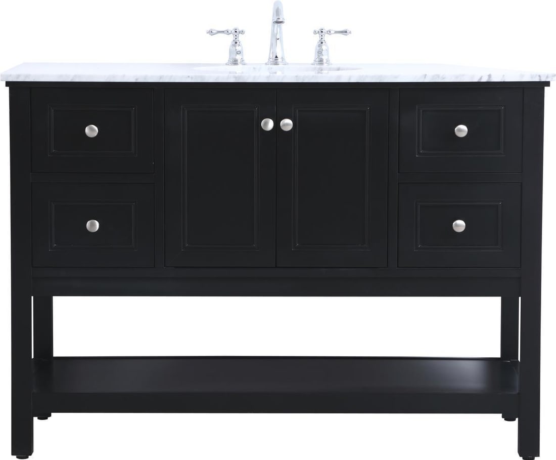Elegant Lighting Black Contemporary Vanity Solid Wood Brushed Nickel Finish: Elegant Lighting Black Contemporary Vanity Solid Wood Brushed Nickel Finish Introducing a sophisticated black vanity that perfectly combines style and function. This contemporary bathroom vanity featu