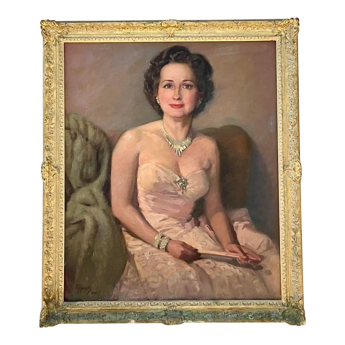 Vintage Regency Original Oil Portrait in Ornate Gilt Frame: Vintage Regency Original Oil Portrait in Ornate Gilt Frame Immerse yourself in the elegance of the past with this Vintage Regency Original Oil Portrait on Canvas. This exquisite piece of fine art show