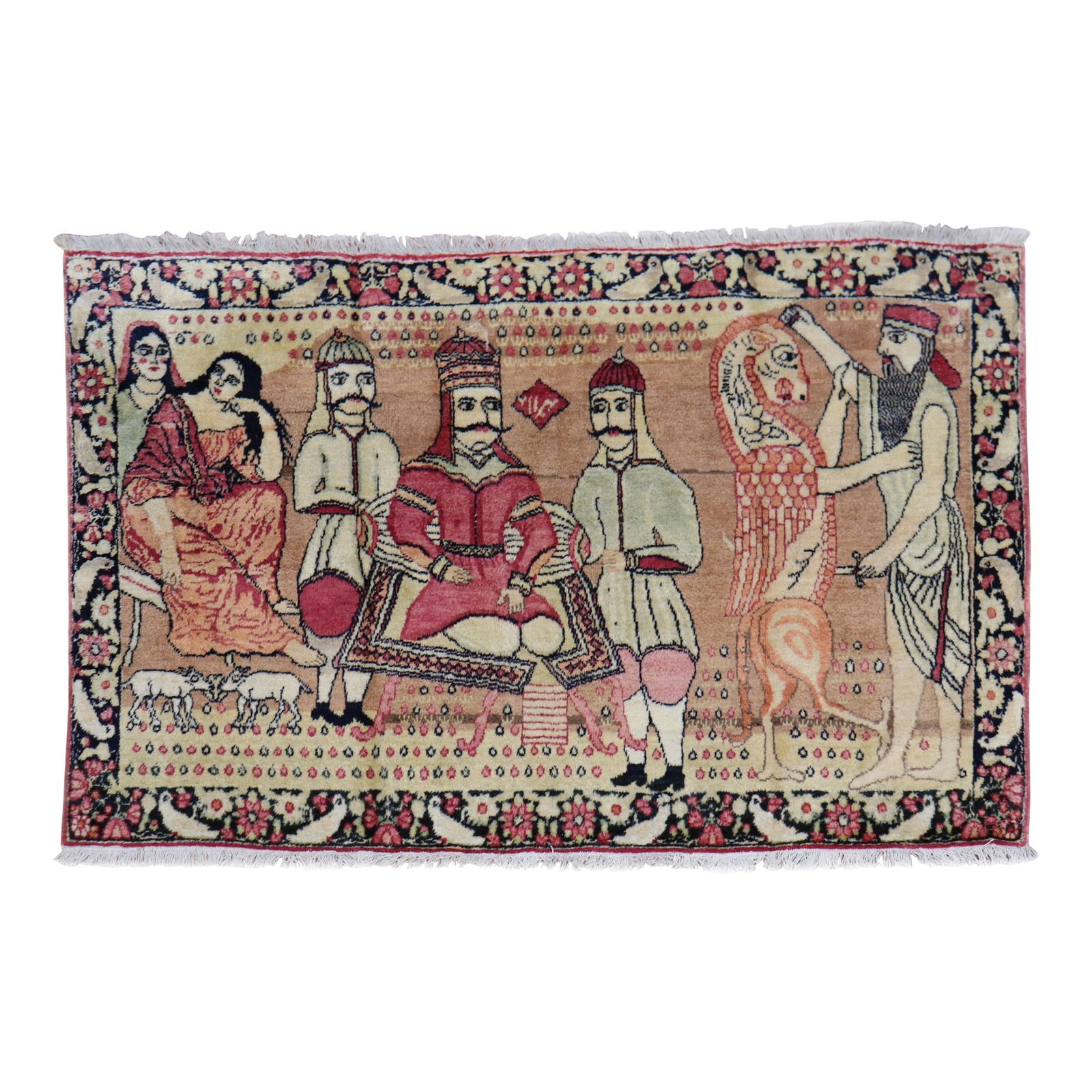 Antique Persian Pictorial Lavar Kerman Rug 31 x 49 Hand-Woven Wool 20th Century: Antique Persian Pictorial Lavar Kerman Rug 31 x 49 Hand-Woven Wool 20th Century Discover this exquisite Persian Pictorial Lavar Kerman rug, a stunning example of 20th-century craftsmanship. Hand-woven