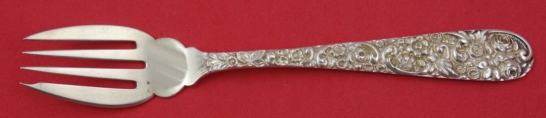 Jacobi & Jenkins Sterling Silver Repousse Dessert Fork 6 5/8 Inches: Jacobi & Jenkins Sterling Silver Repousse Dessert Fork 6 5/8 Inches This exquisite dessert fork from Jacobi & Jenkins features the elegant Repousse pattern, crafted from high-quality sterling silver.