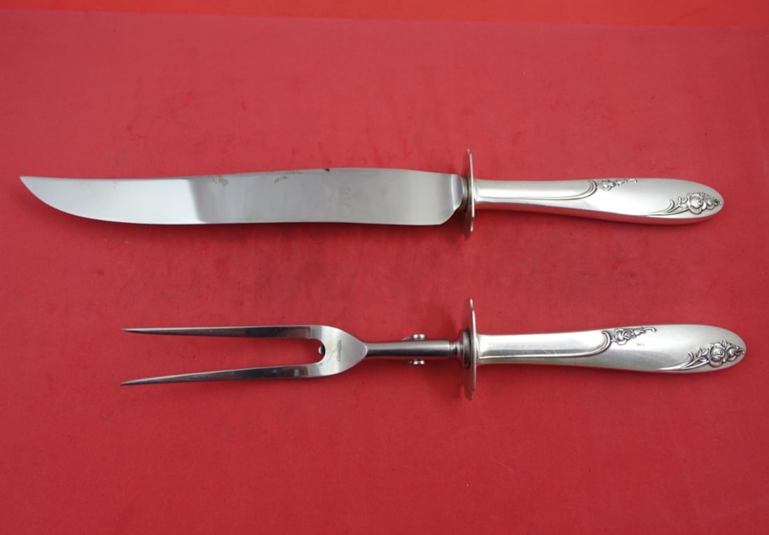 Alvin Rosecrest Sterling Silver 2pc Roast Carving Set Knife Fork (1 of 3)