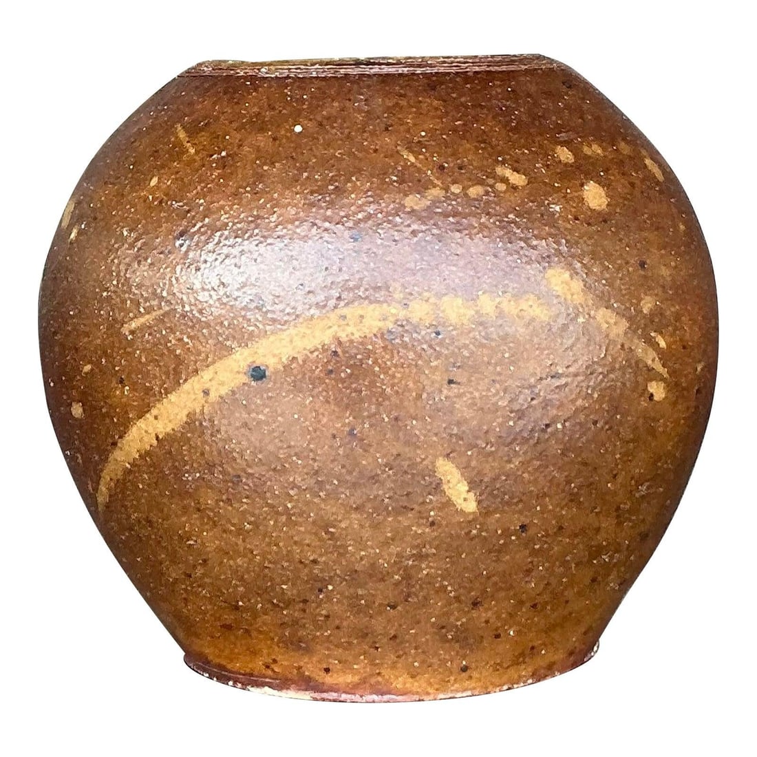 Handcrafted Vintage Boho Pottery Vase 6 Inch Brown Art Piece: Handcrafted Vintage Boho Pottery Vase 6 Inch Brown Art Piece Embrace the timeless allure of handcrafted artistry with this vintage Boho studio pottery vase. Its robust, globular form is coated in a ri