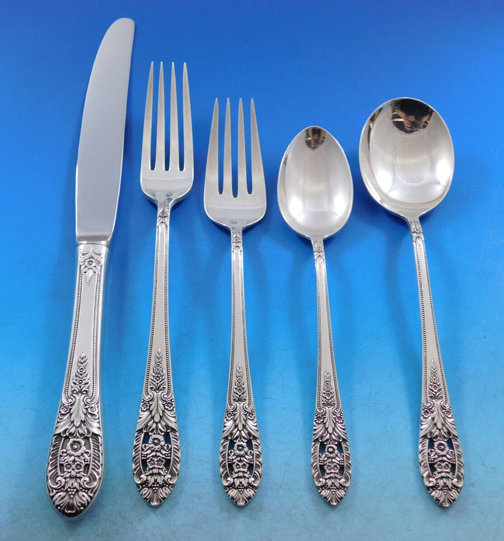 International Silver Crown Princess 45 Piece Sterling Flatware Set with Floral Handles: International Silver Crown Princess 45 Piece Sterling Flatware Set with Floral Handles Elevate your dining experience with the exquisite Crown Princess flatware set by International Sterling. This ele