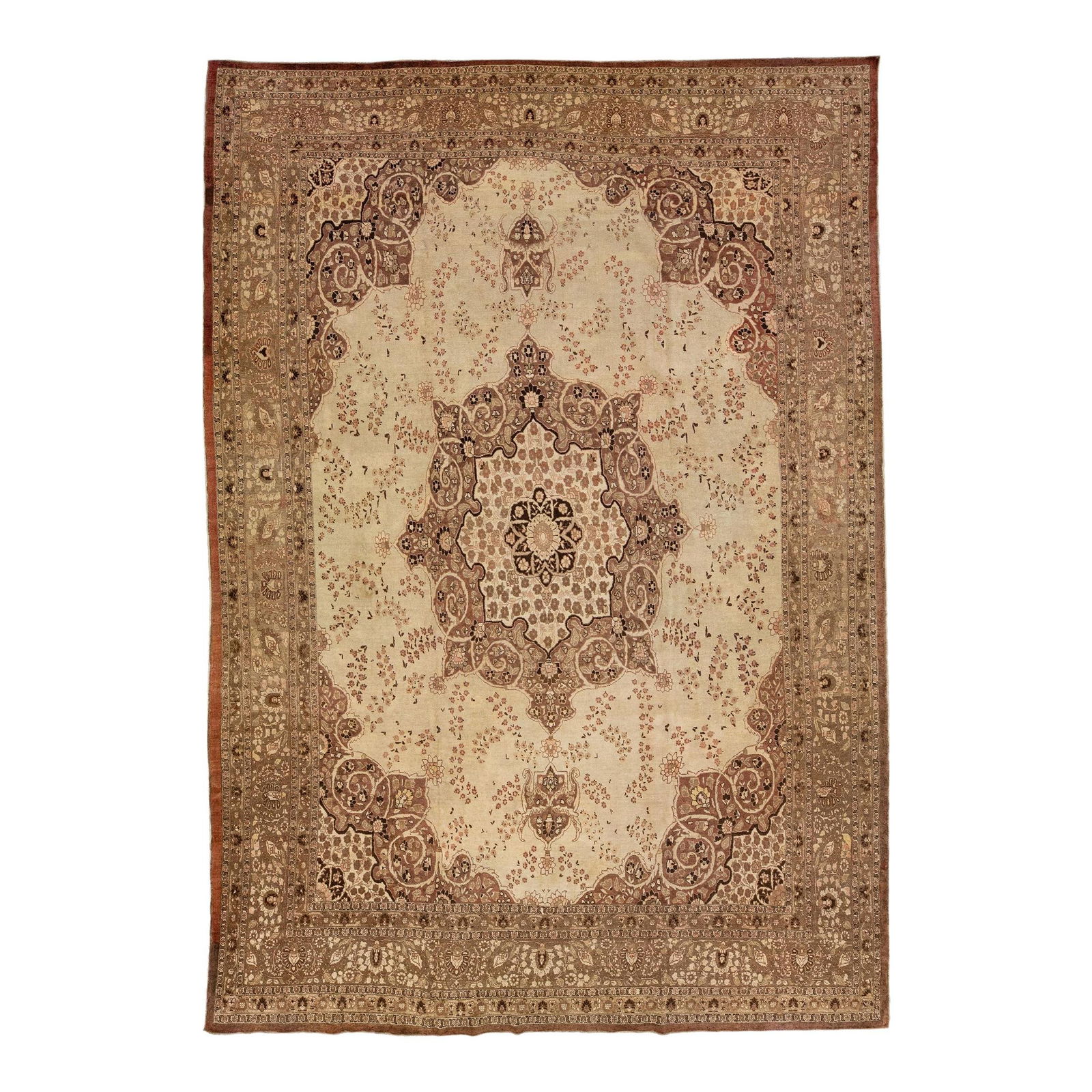 1960s Handmade Persian Tabriz Wool Rug Floral Design 10'8 x 15'7 (1 of 7)