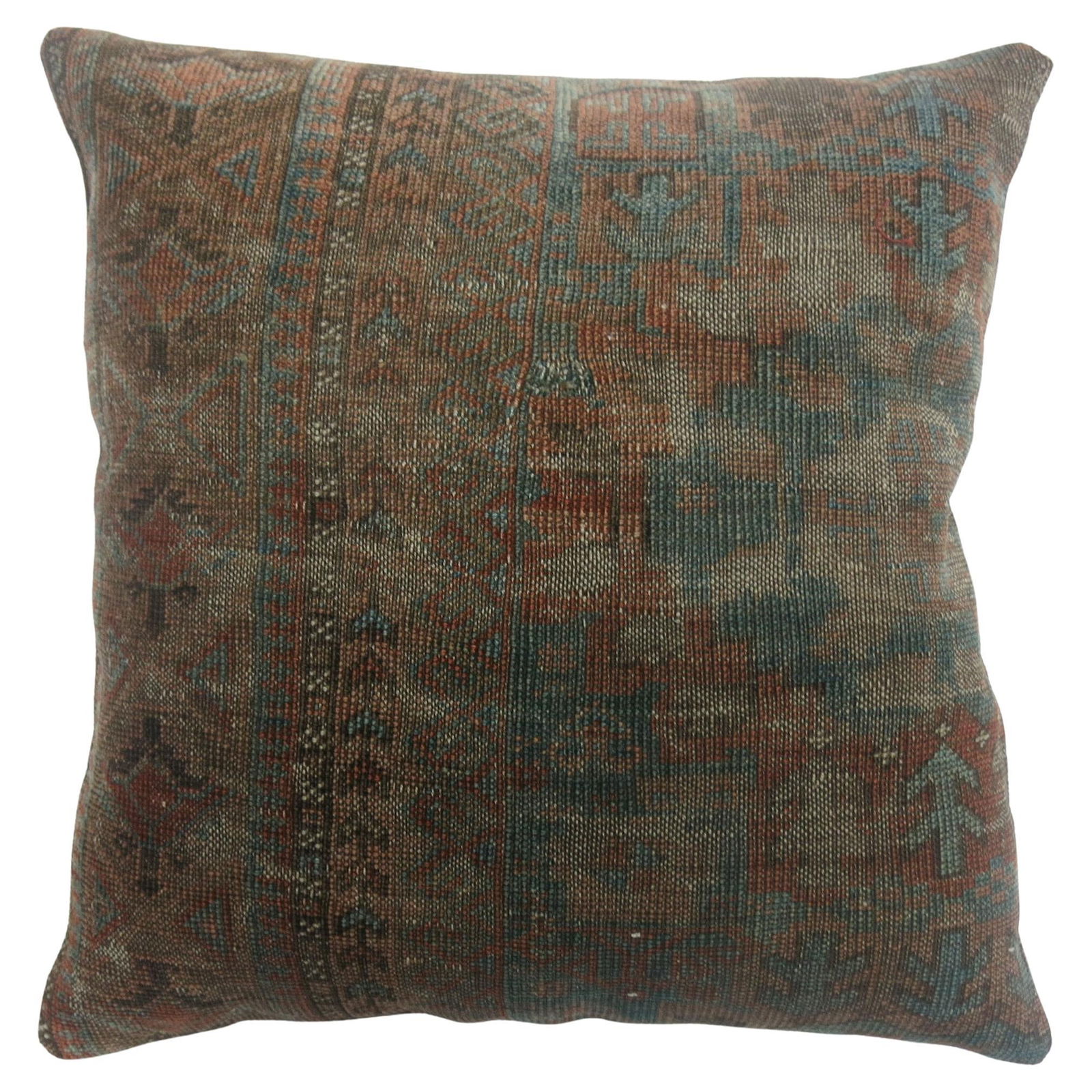 Tribal Antique Ersari Rug Pillow 20 x 20 Vintage Blue Brown: Tribal Antique Ersari Rug Pillow 20 x 20 Vintage Blue Brown This exquisite pillow showcases the rich heritage of tribal art, crafted from a late 19th-century antique Ersari rug. The design features a