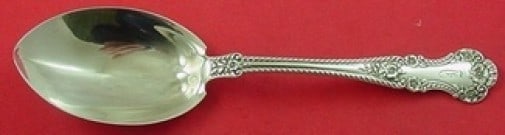 Gorham Cambridge Sterling Silver Berry Spoon 8 3/4 Inch Monogrammed: Gorham Cambridge Sterling Silver Berry Spoon 8 3/4 Inch Monogrammed This exquisite berry spoon, crafted in the Cambridge pattern by Gorham, showcases a pointed design and measures 8 3/4 inches in leng