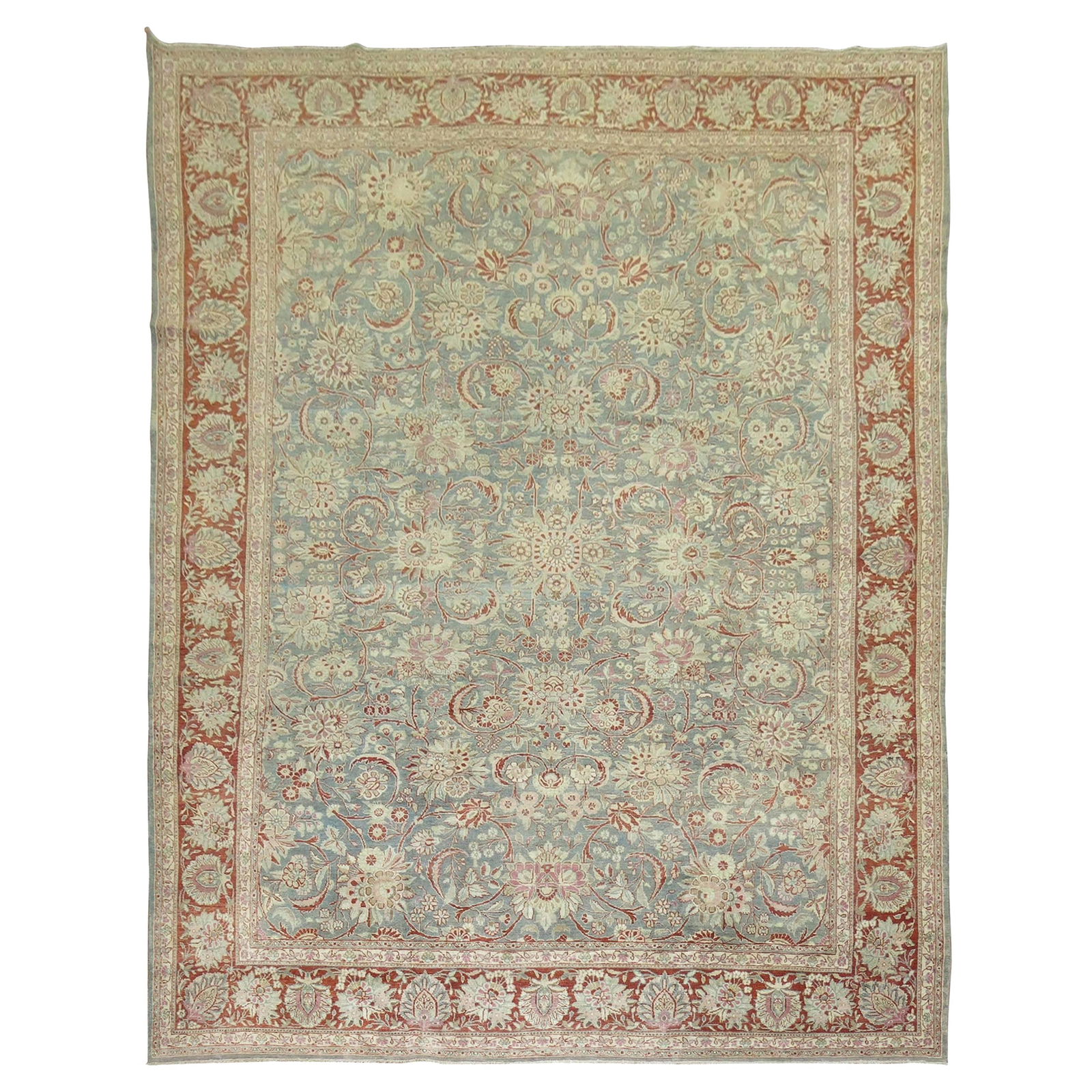 Antique Persian Malayer Rug Zabihi Collection 110 x 141 Inches: Antique Persian Malayer Rug Zabihi Collection 110 x 141 Inches This exquisite Antique Persian Malayer rug is a stunning addition to any room, featuring a beautiful seam foam green background complemen