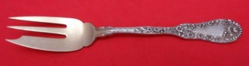 Dominick & Haff Number 10 Sterling Silver 3-Tine Pastry Fork Gold-Washed 6": Dominick & Haff Number 10 Sterling Silver 3-Tine Pastry Fork Gold-Washed 6" This exquisite pastry fork is a 3-tine piece crafted from sterling silver by Dominick & Haff, featuring a charming gold wash