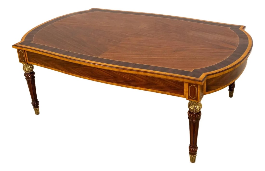 Theodore Alexander Regency Mahogany Inlaid Coffee Table with Brass Accents (1 of 10)