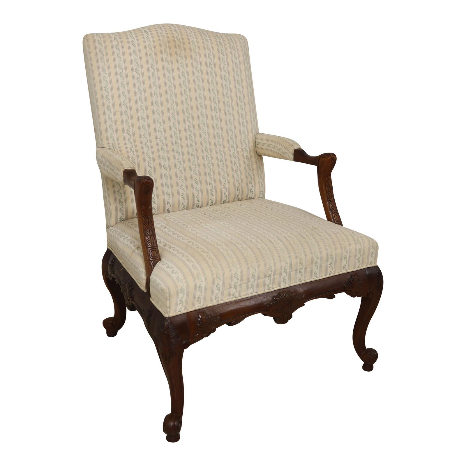 Century Georgian Mahogany Carved Open Armchair 18th Century Design: Century Georgian Mahogany Carved Open Armchair 18th Century Design This exquisite Century Georgian Mahogany Carved Open Armchair showcases the elegance of traditional design with its solid mahogany co