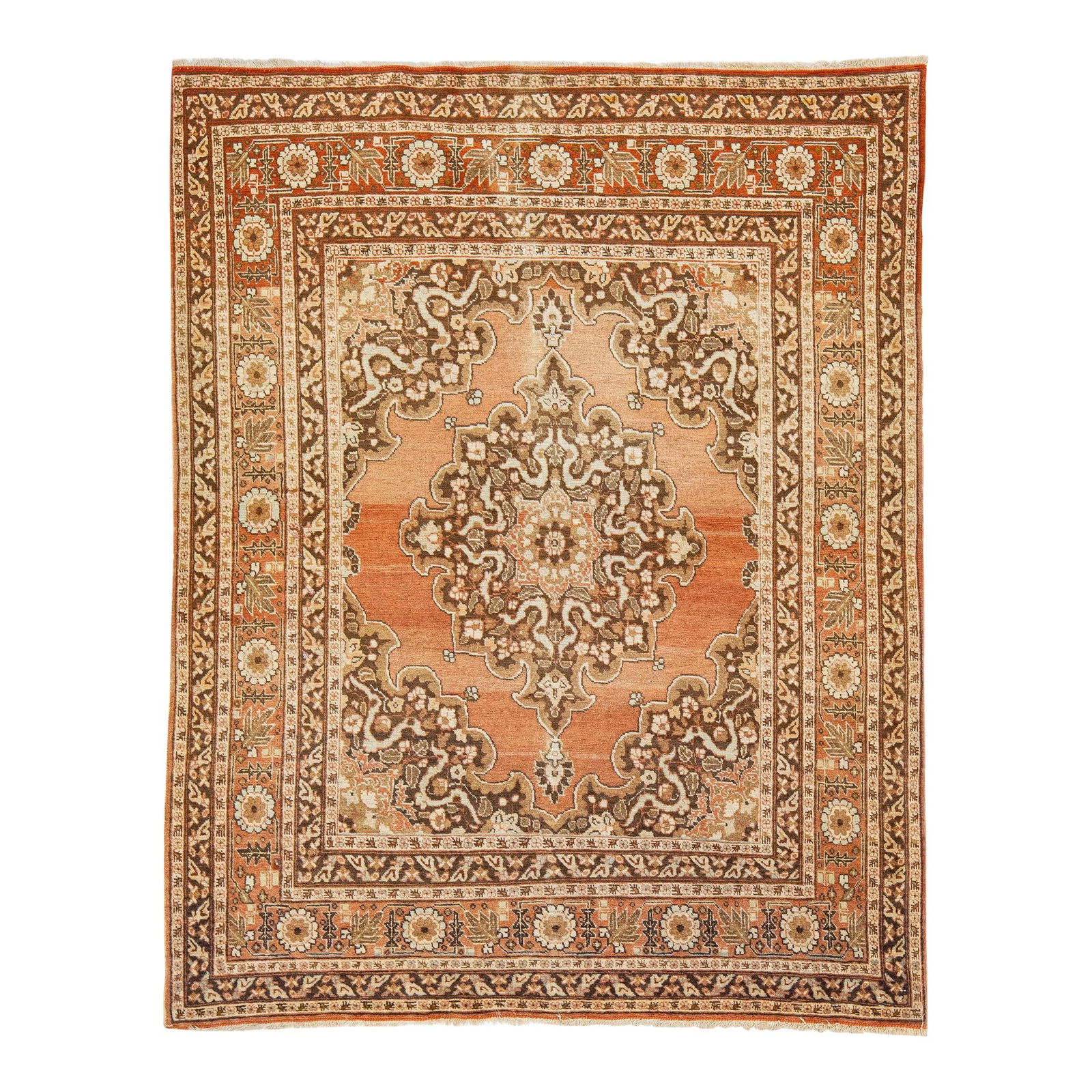Vintage Persian Tabriz Handmade Wool Rug 4' x 5'4' Medallion Design: Vintage Persian Tabriz Handmade Wool Rug 4' x 5'4' Medallion Design Experience the elegance of this stunning vintage Persian Tabriz rug, expertly hand-knotted from premium wool. Featuring a rich rust