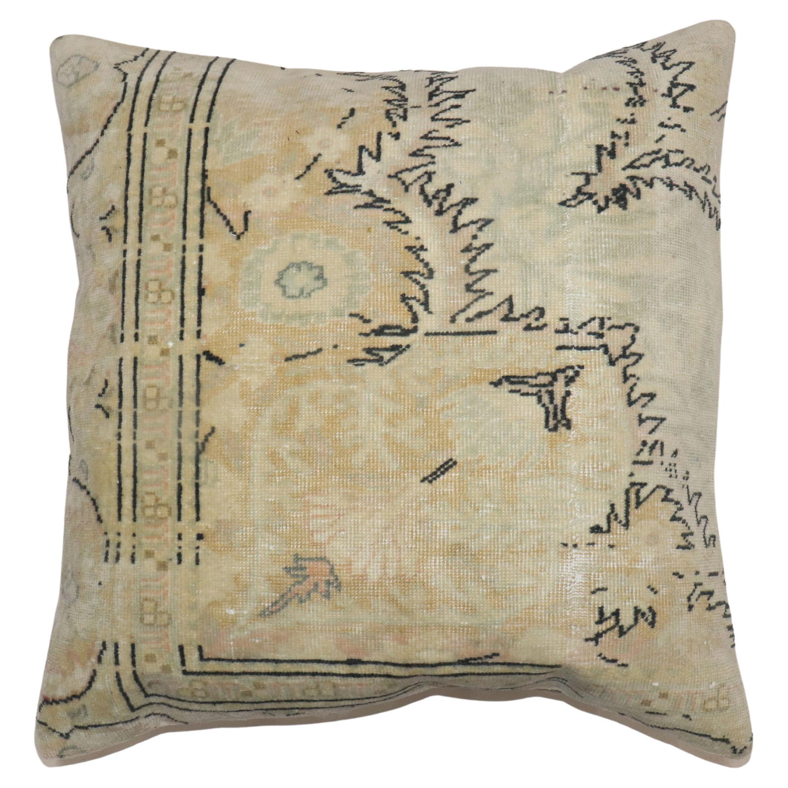 Mid-20th Century Turkish Oushak Rug Pillow 23x23: Mid-20th Century Turkish Oushak Rug Pillow 23x23 Enhance your home decor with this elegant Turkish Sivas rug pillow. Crafted from a mid-20th century Turkish Keysari rug, this pillow features a stylish
