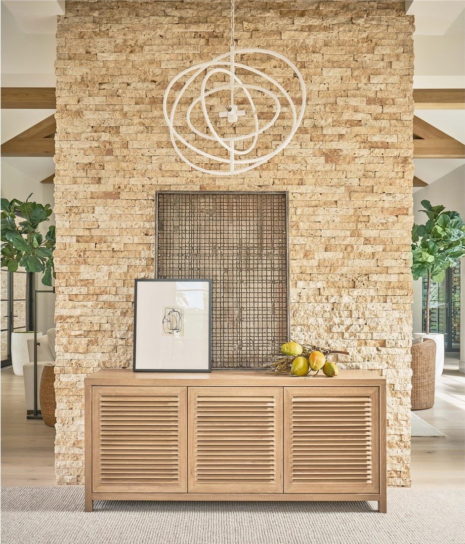 Universal Sand Dune Credenza Coastal Storage 32H 72W 20D: Universal Sand Dune Credenza Coastal Storage 32H 72W 20D Introducing the Sand Dune Credenza, a perfect blend of coastal style and functionality. This beautiful piece features a refreshing Blue Sand Du