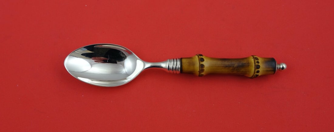 Buccellati Tahiti Sterling Silver Teaspoon Bamboo Handle 6 3/8": Buccellati Tahiti Sterling Silver Teaspoon Bamboo Handle 6 3/8" Discover the elegance of the "Tahiti" pattern by Buccellati, this vintage sterling silver teaspoon features a stunning bamboo handle, me