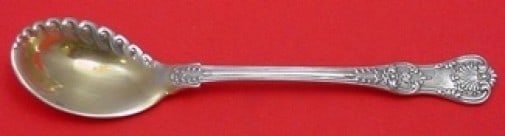 Tiffany & Co English King Sterling Silver Sorbet Spoon Ruffled 5.5 inches: Tiffany & Co English King Sterling Silver Sorbet Spoon Ruffled 5.5 inches Discover the elegance of the English King Sterling Silver Sorbet Spoon by Tiffany & Co. This exquisite piece features a ruffle