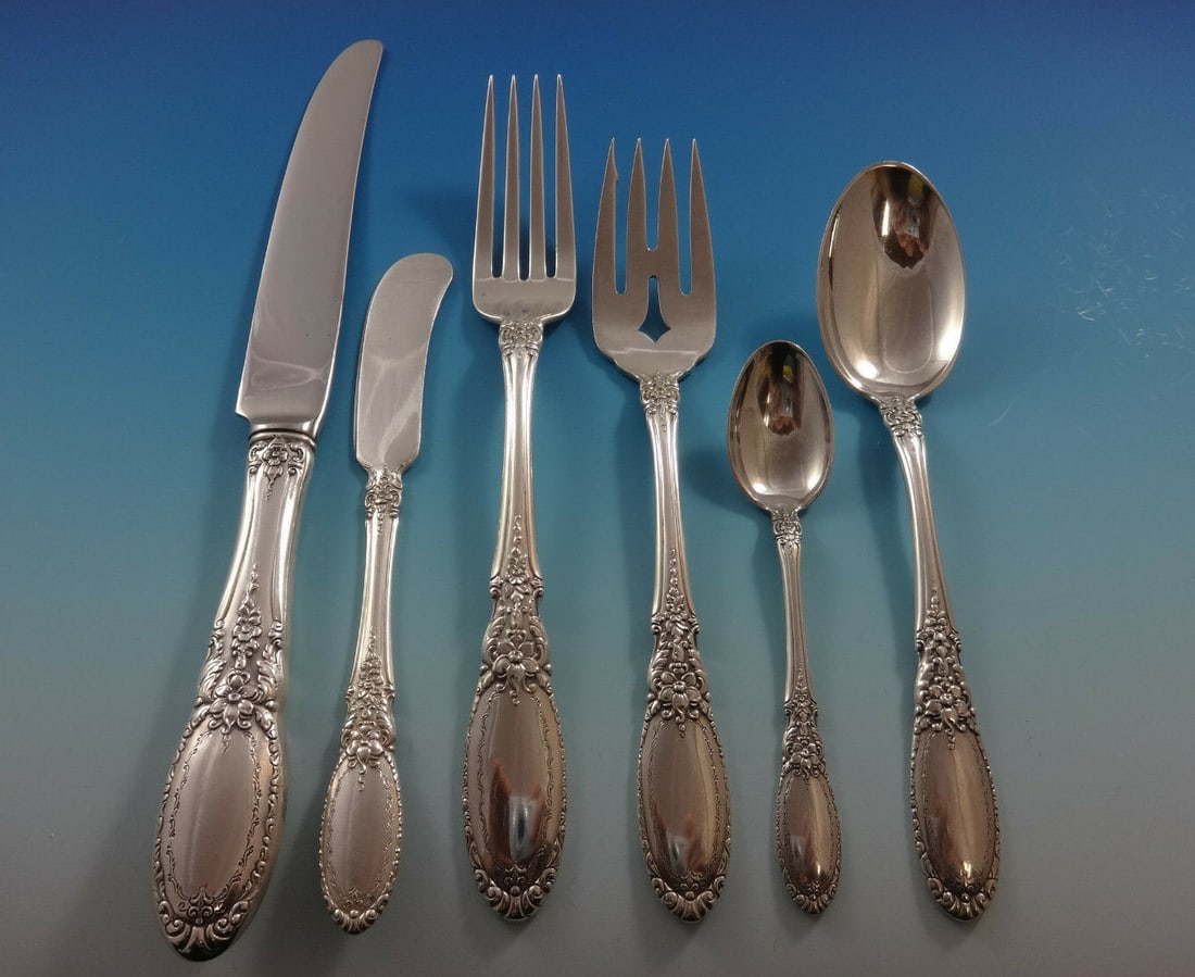 Towle Old Mirror Sterling Silver Flatware Set for 8 52 Pieces with Storage Chest: Towle Old Mirror Sterling Silver Flatware Set for 8 52 Pieces with Storage Chest This exquisite Old Mirror flatware set by Towle is crafted from high-quality sterling silver and features a classic des