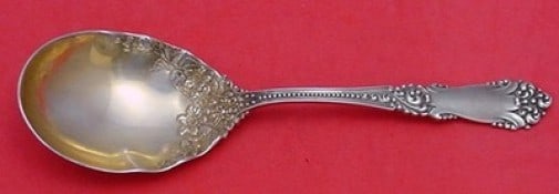 Reed & Barton La Marquise Sterling Silver Berry Spoon Goldwashed 7 7/8": Reed & Barton La Marquise Sterling Silver Berry Spoon Goldwashed 7 7/8" This exquisite La Marquise berry spoon by Reed & Barton is crafted from high-quality sterling silver with an elegant goldwashed
