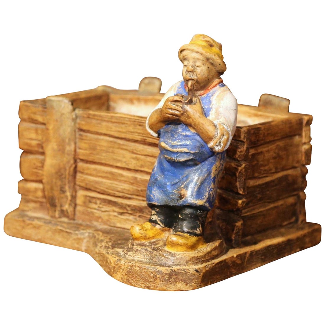 19th Century French Hand Painted Terracotta Jardiniere by Bob Mau: 19th Century French Hand Painted Terracotta Jardiniere by Bob Mau Enhance your home decor with this exquisite 19th Century French hand-painted terracotta barbotine jardiniere, expertly crafted circa 1