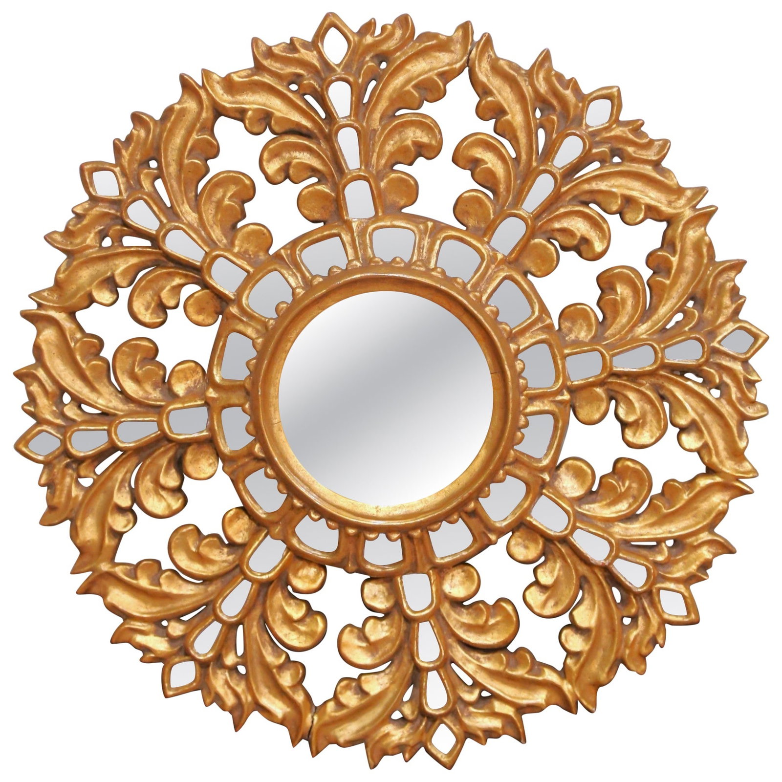 Vintage French Giltwood Sunburst Mirror circa 1920 with Cut Glass Insets: Vintage French Giltwood Sunburst Mirror circa 1920 with Cut Glass Insets This exquisite early 20th-century French carved giltwood sunburst mirror is a stunning example of craftsmanship from the period