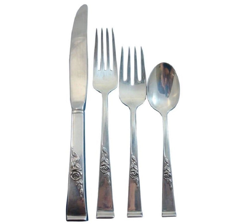 Reed & Barton Classic Rose Sterling Silver Flatware Set 32 Pcs for 8 with Bonus Storage Chest: Reed & Barton Classic Rose Sterling Silver Flatware Set 32 Pcs for 8 with Bonus Storage Chest Enhance your dining experience with this exquisite Classic Rose sterling silver flatware set by Reed & Bar