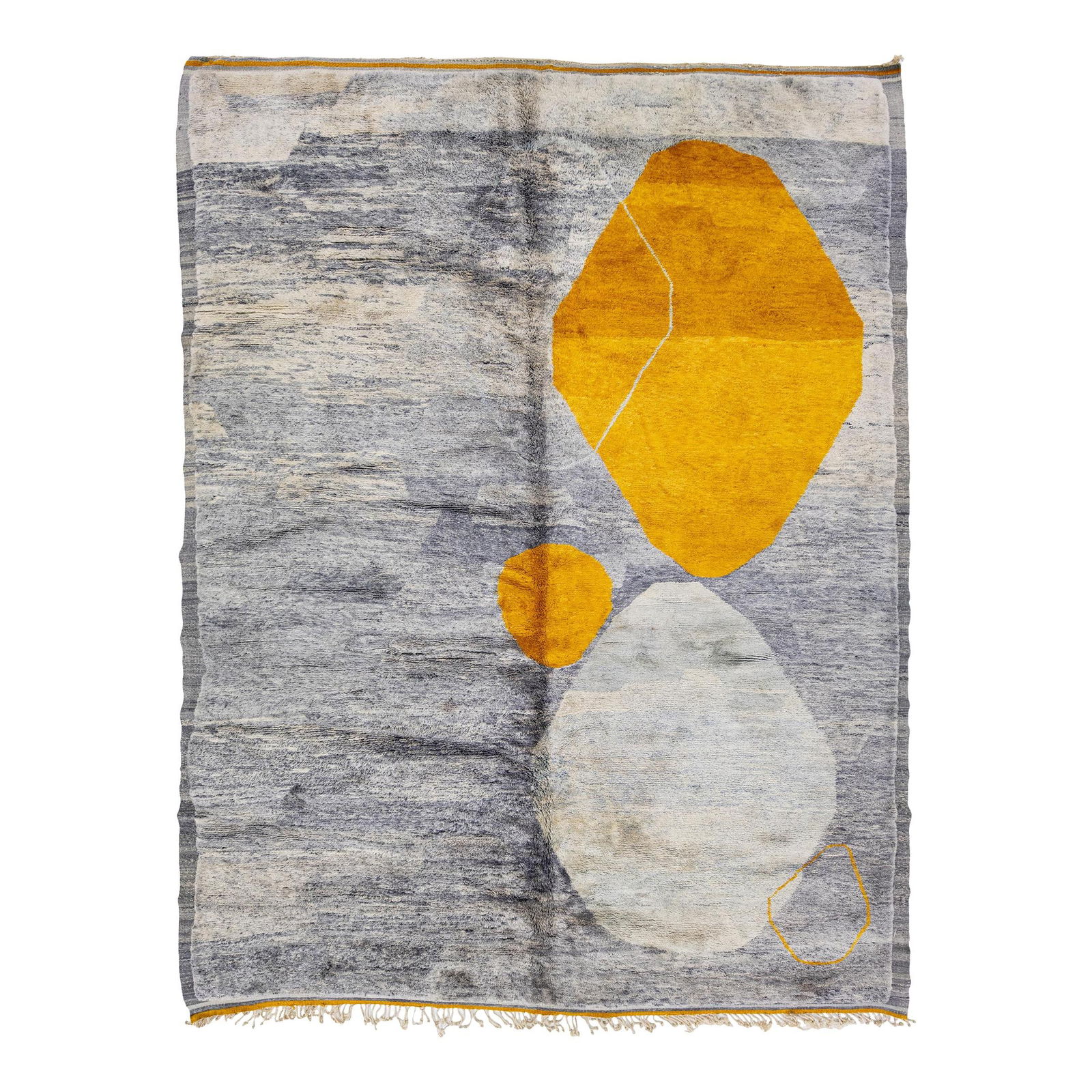 Gray Moroccan Hand-Knotted Wool Rug 11' x 14' Abstract Design: Gray Moroccan Hand-Knotted Wool Rug 11' x 14' Abstract Design Enhance your space with this stunning Moroccan hand-knotted wool rug featuring a modern abstract design in a sophisticated gray hue. Accen