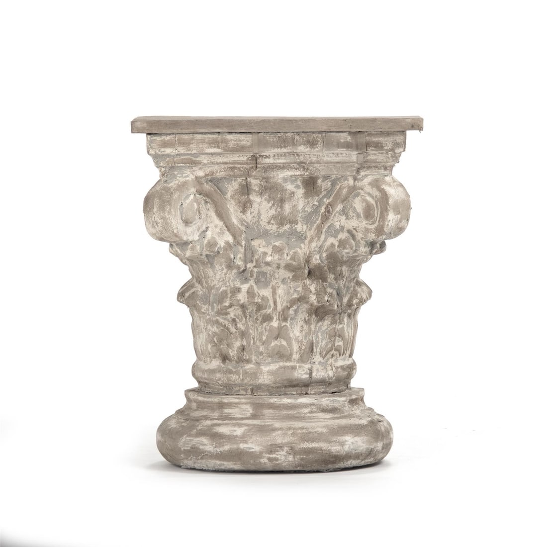 Zentique English Traditional Brass Poplar Pedestal Stand Distressed White (1 of 2)
