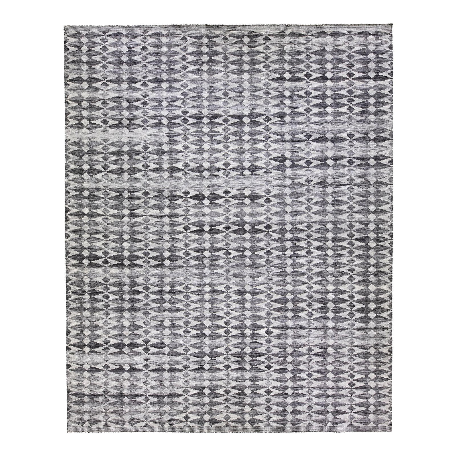 Oversize Gray Wool Rug Modern Swedish Style Geometric Design 12'2 x 15'2: Oversize Gray Wool Rug Modern Swedish Style Geometric Design 12'2 x 15'2 Enhance your living space with this stunning modern Swedish-style wool rug. Featuring a soft gray field adorned with elegant wh